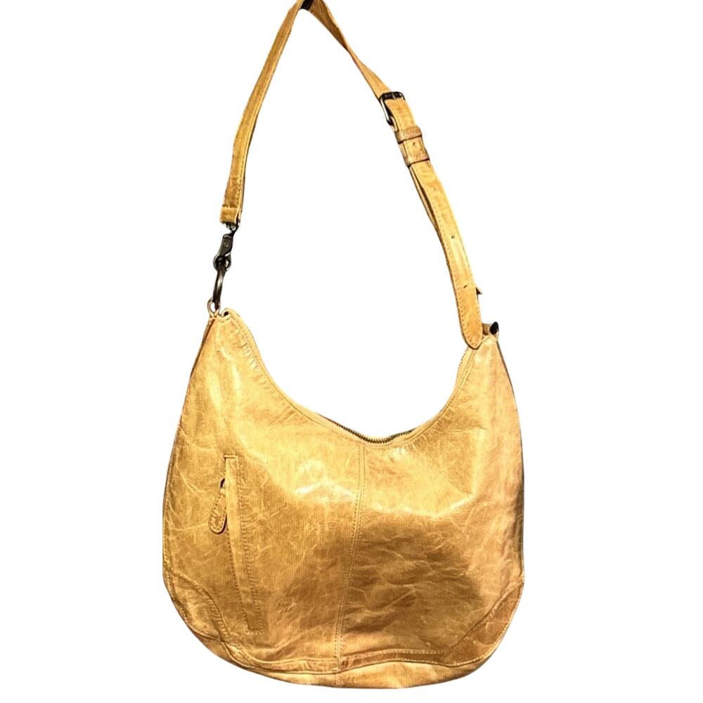 Frye Melissa Scooped Hobo Shoulder Crossbody Bag Honey Brown Leather Boho